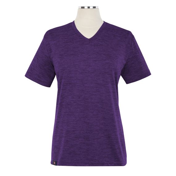 Full size image of Heathered Short Sleeve Performance V-Neck T-Shirt - Female (in color Purple)