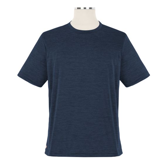 Full size image of Heathered Short Sleeve Performance Crewneck T-Shirt - Unisex (in color NAVY)