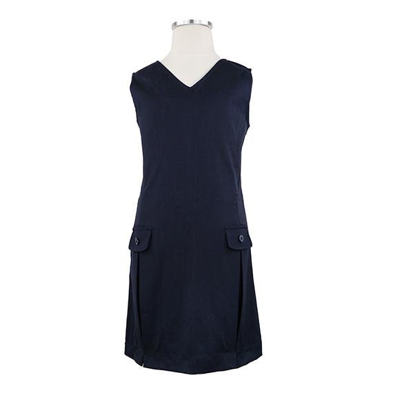 Full size image of V-Neck Flap Tunic Front Pleats & Back Zipper (in color NAVY)
