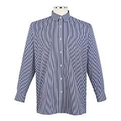 SHIRTS - Navy & White Striped Long Sleeve Dress Shirt