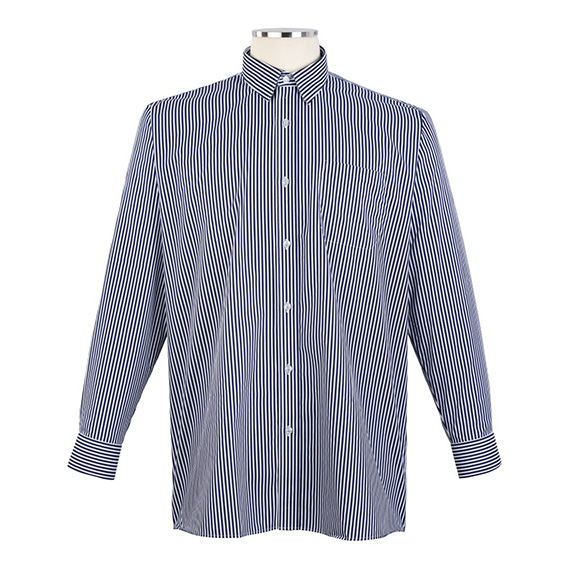 Full size image of Navy & White Striped Long Sleeve Dress Shirt (in color Striped Nvy/Wht)
