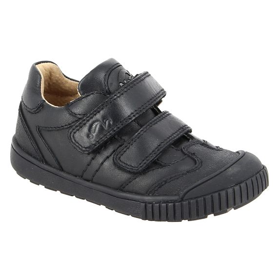 Full size image of Boys Double Velcro Leather shoe with Sporty Sole (in color BLACK)