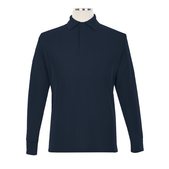 Full size image of Classic Comfort Long Sleeve Polo (in color NAVY)