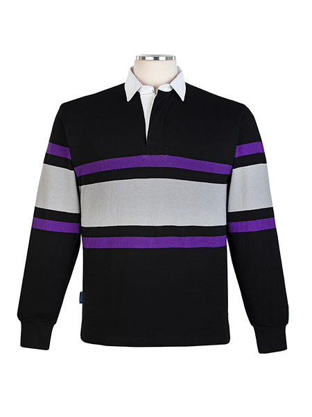 RUGBY TOP - Long Sleeve Black/Purple/Grey Rugby - Unisex