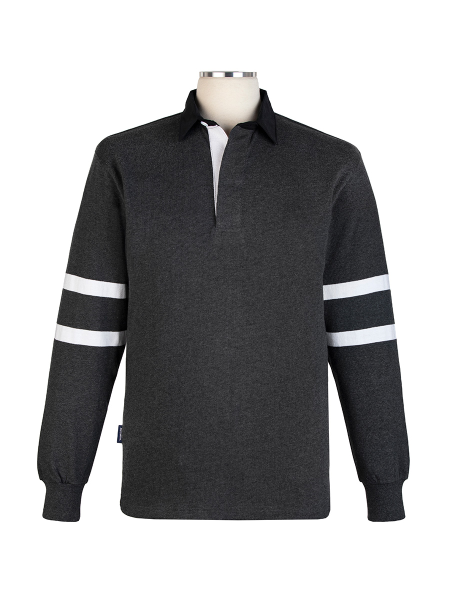 Full size image of Long Sleeve Charcoal Grey/White Rugby - Unisex (in color CHARCOAL)