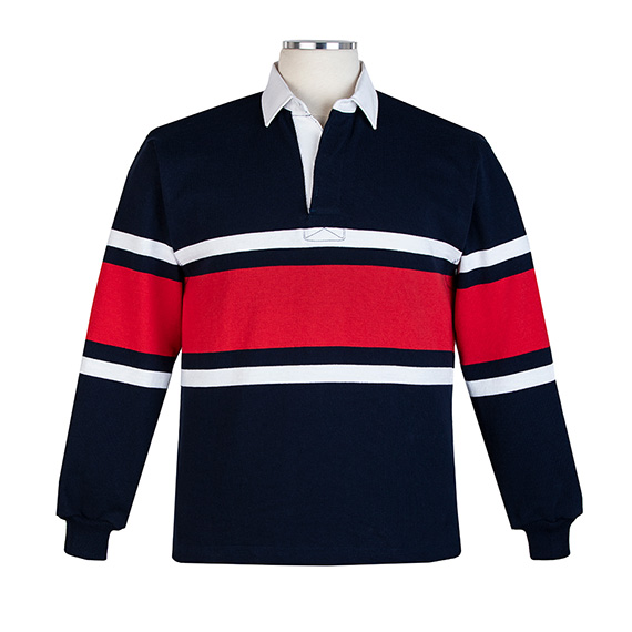 Full size image of Long Sleeve Navy/White/Red Rugby - Unisex (in color NAVY)